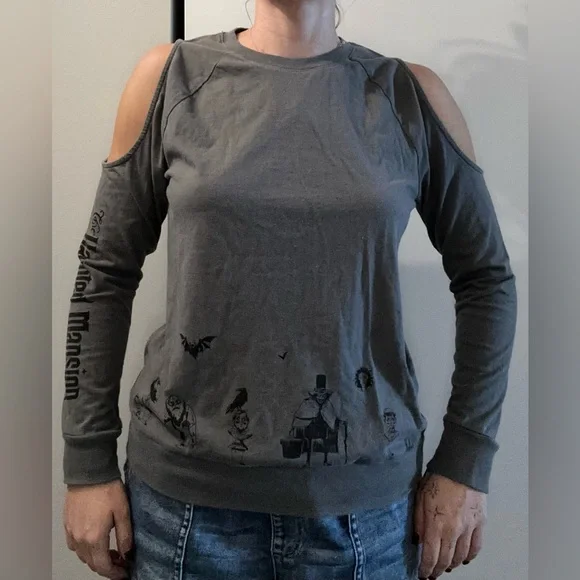 Disney Parks Haunted Mansion Long Sleeve Shirt 👻 | Unisex | Gray | Size M - Picture 9 of 12